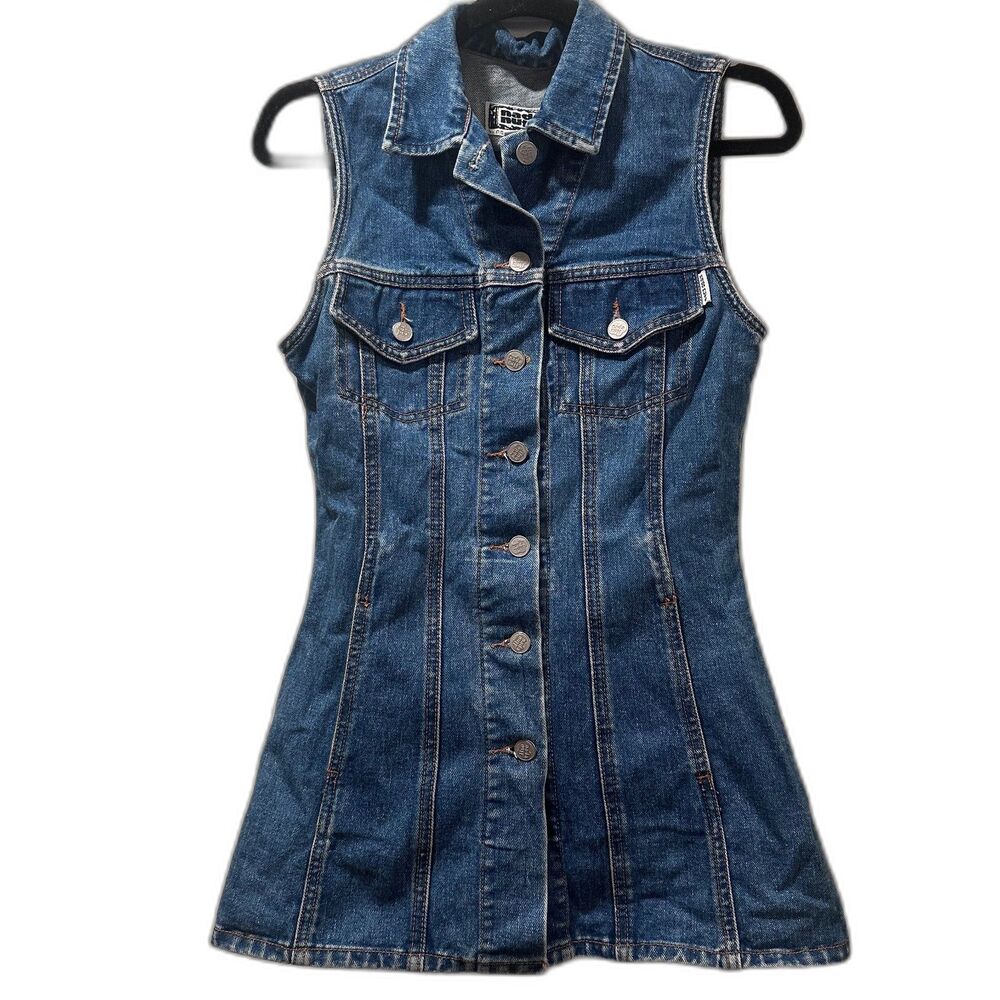 Nada Nuff by Contempo Casuals Button Up Denim Vest Dress